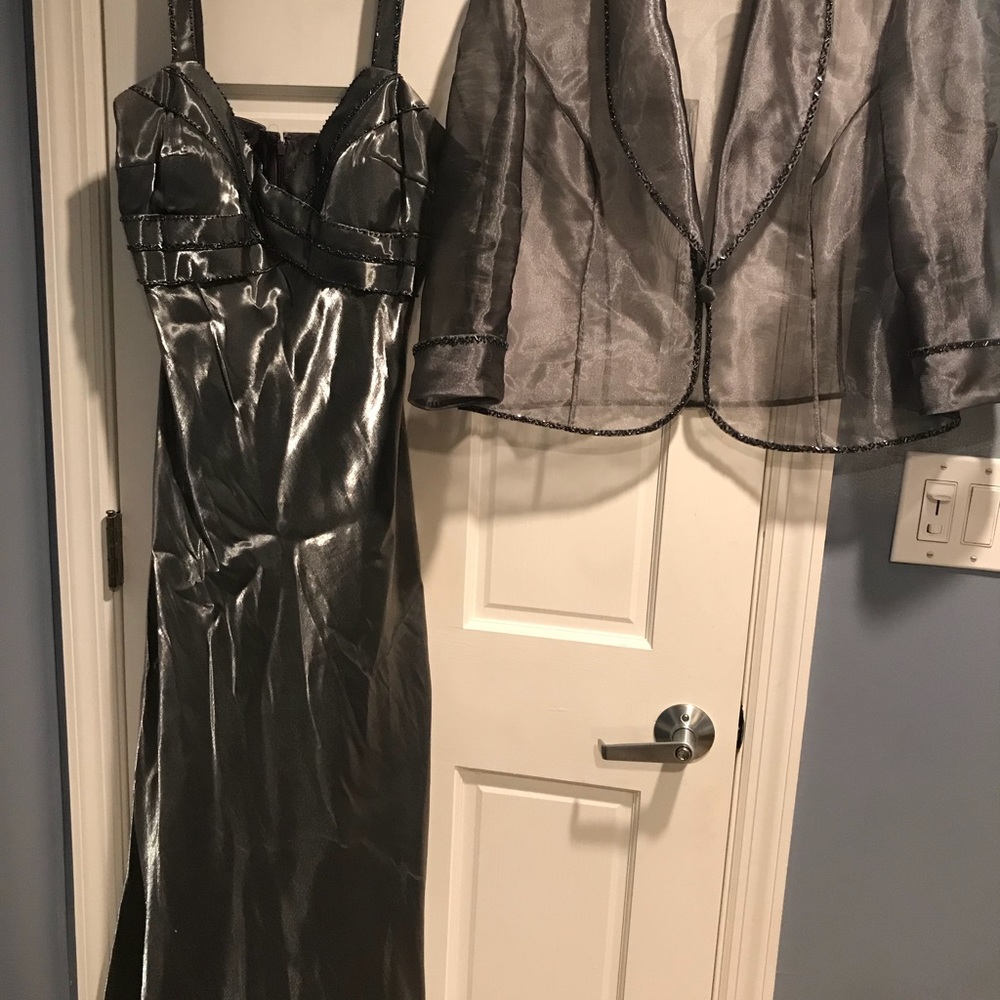Silver gown and jacket